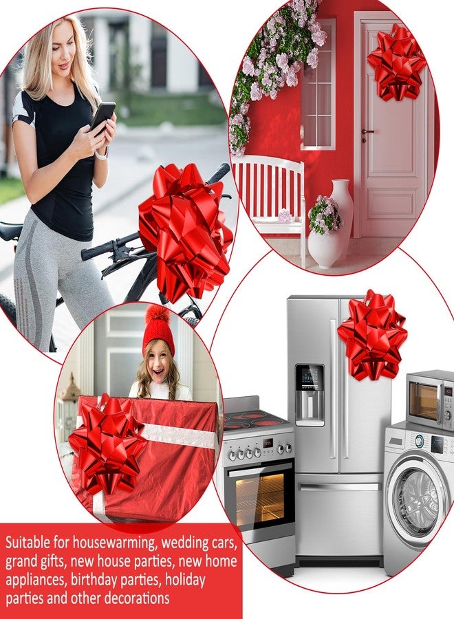 Knitgrip 16 Inch Big Red Bow Giant Valentine Gift Large Car Bow Pre-Assembled for Present Wrapping Holiday Decoration Huge Car Metallic Decoration for Bike House Tree Basket Door Party Birthday - Image 4